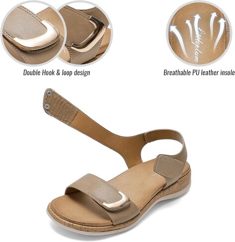 Littleplum Womens Sandals Arch Support Adjustable Comfy Flat Sandals for Women Summer Walking Shoes for Beach,Travel in Saudi Arabia