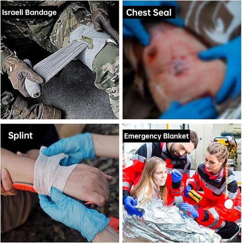 Trauma Kit, Compact Tactical IFAK Emergency Survival First Aid Kits Hemostatic Combat Wound Care Molle Pouch with Israeli Bandage, Chest Seal, Splint for Military, Black in Saudi Arabia