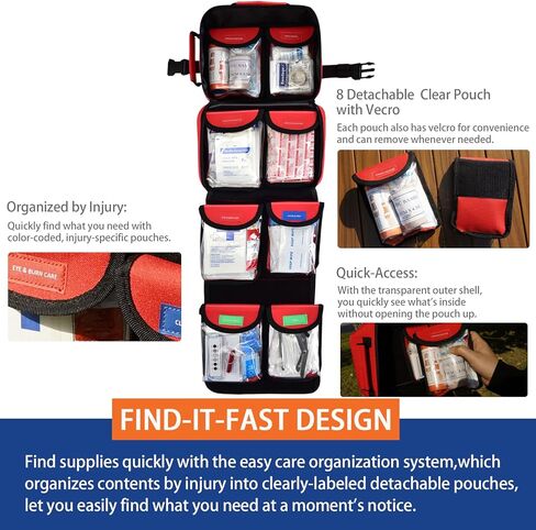 مجموعة أدوات الإسعافات الأولية المتميزة المكونة من 418 قطعة للمنزل والسفر والتخييم والمشي لمسافات طويلة وحالات الطوارئ الخارجية، ومجموعات النجاة المقاومة للتمزق للأعمال والمركبات والمدرسة، ومستلزمات الطوارئ الطبية متعددة الاستخدام in Kuwait