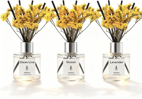 Reed Diffuser Set of 3 Pack, Lavender White Jasmine Lemongrass Scented Oil Diffuser with 5 Sticks, Reed Diffuser for Home, Bathroom, Bathroom Air Freshener 1.7 FL.oz Each in Saudi Arabia
