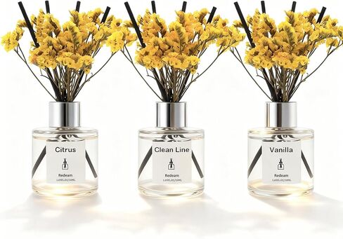Reed Diffuser Set of 3 Pack, Lavender White Jasmine Lemongrass Scented Oil Diffuser with 5 Sticks, Reed Diffuser for Home, Bathroom, Bathroom Air Freshener 1.7 FL.oz Each in Saudi Arabia