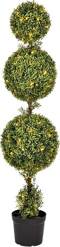 Vickerman Everyday 4 أقدام طويل القامة الاصطناعي المضاء مسبقًا من خشب البقس توبياري شجرة الكرة الثلاثية - مقاومة للأشعة فوق البنفسجية في الأماكن المغلقة في الهواء الطلق - بوعاء أخضر طبيعي - ديكور منزلي للفناء الصناعي in Saudi Arabia