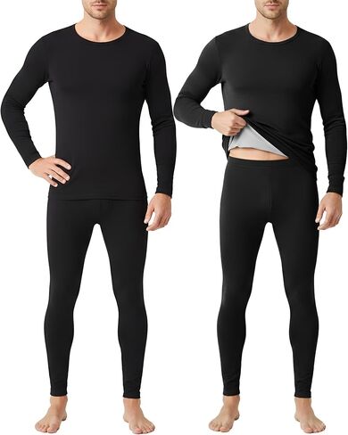 Patelai 2 Pack Thermal Underwear for Men Fleece Lined Winter Base Layer Set Long Sleeve Crew Neck Top and Bottom in Saudi Arabia