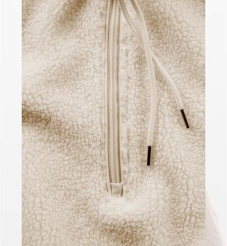Songling Womens Fuzzy Fleece Vest High Neck Cropped Half Zip Up Warm Sherpa Vest Drawstring Pullover with Pockets in Saudi Arabia