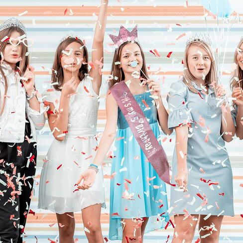 5th Birthday Sash and Crown for Girls, Glitter It's My 5th Birthday Sash & Flower 5 Headdress Headband Outfit Accessories for Five Year Old Birthdays Party Decorations Photos Dress-Up (Pink) in Saudi Arabia