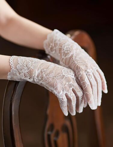 Short Bridal Elegant Lace Gloves Women Tea Party Gloves Wedding Opera Party Costume Accessories in Saudi Arabia