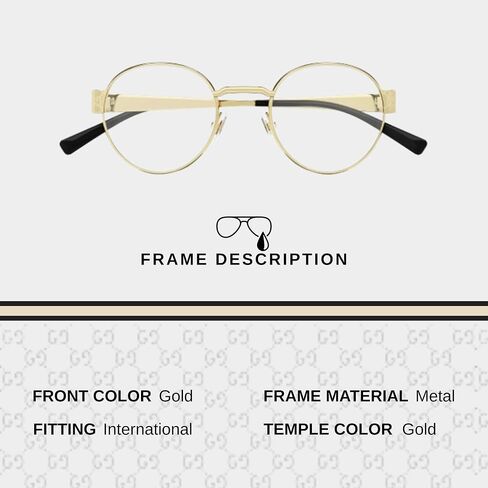 Gucci GG1855O GOLD Monogram GG Patteren Round Shape Eyeglasses with eSHADES Luxury Eyewear Kit in Saudi Arabia