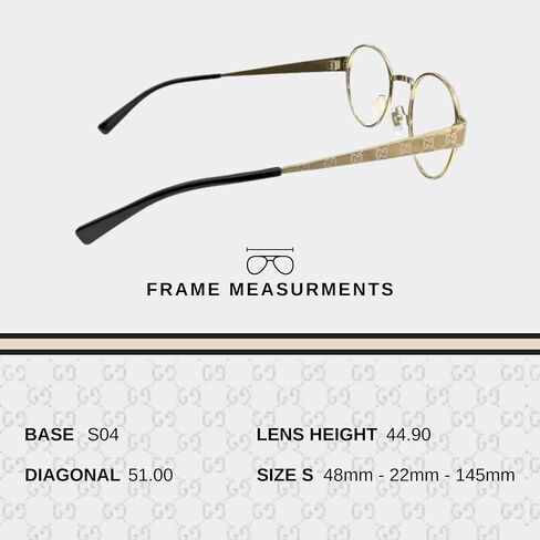 Gucci GG1855O GOLD Monogram GG Patteren Round Shape Eyeglasses with eSHADES Luxury Eyewear Kit in Saudi Arabia