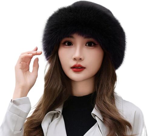 Thickened Faux Fur Warm Hat Bucket Hat Fluffy Furry Plush Faux Fur Bucket Hats Fishing Bucket Hat Bucket Hats Women in Saudi Arabia