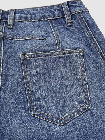 Flamingals Barrel Leg Jeans for Women Mid Waist Casual Baggy Boyfriend Stitch Detail Denim Jeans in Saudi Arabia