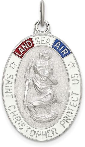 US Navy SEAL Sea Air Land Saint Christopher Protect Us Words Charm In Sterling Silver 30 mm x 20 mm in Saudi Arabia