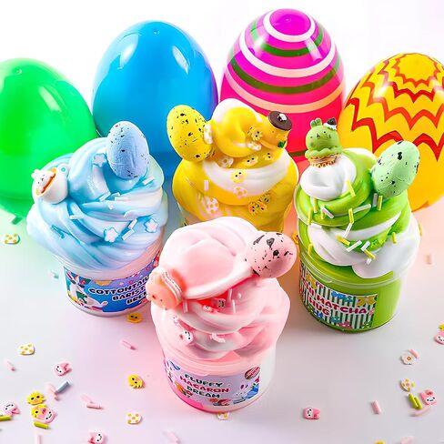 Easter Basket Stuffers for Kids, 6 Pack Butter Slime Eggs with Colorful Slimes Charms & Toys Inside, Easter Basket Essentials for Teens Girls Boys, Non-Toxic & Child Safe Egg Hunt Gifts in Kuwait