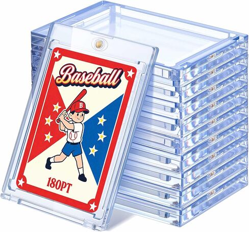 SATINIOR 40 Pcs 130 Pt Acrylic Magnetic Card Holders 2.5 x 3.54 Inch One Touch tag Holder Clear Protectors Hard Plastic Magnetic Case for Sports Baseball card Trading Storing Displaying in Saudi Arabia