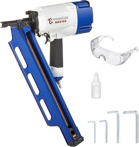 NR2183 Framing nailer 21 Degree Plastic Strip Nailer 2-Inch up to 3-1/4-Inch Plastic Collated Full Head Framing Nails Aluminum Magazine Light Weight Fast Speed in Kuwait
