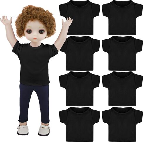 8 Pcs 18 Inch Boy Doll T Shirt Clothes Sublimation Outfits Accessories Classical Tee Shirts Fit 18 Inches Doll White and Black for Decoration DIY Pretend Play in Saudi Arabia