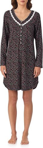 Eileen West Womens Sleepwear & Loungewear - 100% Cotton Peached Jersey Collection - Long Sleeve Soft & Cozy V-Neck Nightshirt in Saudi Arabia