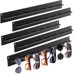 5 Pack Acrylic Sunglasses Organizer - Wall Mounted Sunglasses & Eyeglasses Holder - Hanging Eyewear Display Rack for Entryway Shelf (Black) in Saudi Arabia