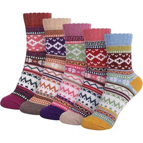 Socks for Women Stocking Stuffers Cozy Wool Vintage Crew Socks Warm Winter Sweater Socks Christmas Birthday Gift in Kuwait