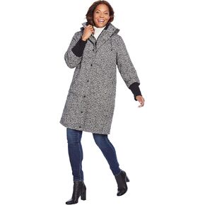 Woman Within Plus Size Rib-Knit Trim Wool Blend Coat in Saudi Arabia