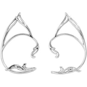 Gothic Elves Ear Cuffs 2pcs Non-Pierced Cat Ear Wrap Hollow Cartilage Climber Earrings Punk Hip Hop Clip on Statement Earrings for Women in Saudi Arabia