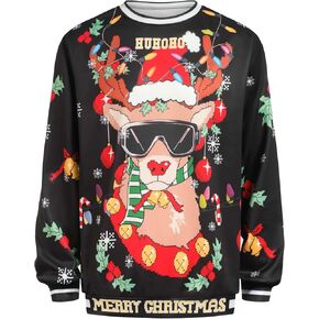 سويت شيرت Ugly Christmas للرجال والنساء، بلوفر ثلاثي الأبعاد مضحك بياقة دائرية لعطلة عيد الميلاد in Kuwait