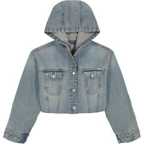 Calvin Klein girls Hooded Denim Jean Jacket, Button Closure, Casual Style in Saudi Arabia