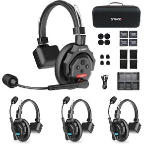 SYNCO XTALK X9 Wireless Communication Headset System, Full Duplex 2.4GHz Wireless Headset with 24H Battery Life 350M/1148FT Real-time Monitoring, Wireless-Headset-Intercom-for-Communication in Kuwait