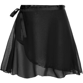 Womens Ballet Skirt with Adjustable Waistband Chiffon Dance Lightweight Tulle Ballet Wrap Skirt for Adults & Girls Perfect for Ballet Class Recitals & Gymnastics, Black in Saudi Arabia