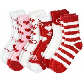 6 أزواج من الجوارب النسائية، جوارب ناعمة دافئة منفوشة، جوارب نوم سميكة للبالغين، هدايا عيد الحب، الشتاء in Kuwait