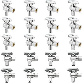 (4 Pack) Lidertik 1/2 inch NPT Thread Angle Stop Valve 1/2 inch x 3/8 inch Compression for Water Toilet Bathroom Sink Brass Plated Chrome 1/4 Turn Valve LI-JF1-NPT-A(4 PCS) in Saudi Arabia