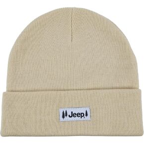 Jeep Pines Logo Embroidered Patch Flip Knit Beanie Hat - Flaxen Yellow in Kuwait