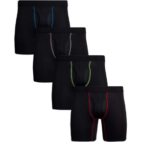 Reebok Men's Boxer Briefs - 4 Pack Soft Performance Boxers for Men with Fly Pouch - Quick Dry Active Mens Underwear Pack S-XL, Size Large, Blacks in Saudi Arabia
