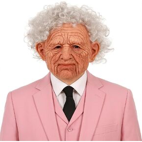 2025New Realistic Old Man Lady Mask Adult Creepy Grandpa Mask White Hair Wrinkles Wig Props for Halloween Party in Kuwait