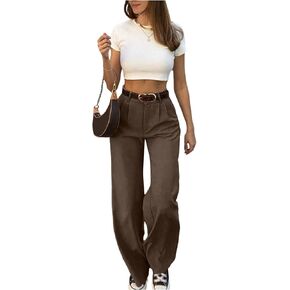 GORGLITTER Women's Pleated High Waisted Trousers Dress Pants Dressy Wide Leg Straight Business Casual Work Slacks Pants in Saudi Arabia