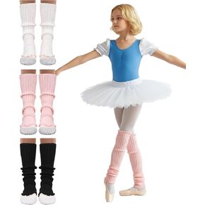 KUNAL 3 أزواج من تدفئة الساق باليه للفتيات، تدفئة الكاحل الناعمة للفتيات لرقص اليوغا، جوارب طويلة محبوكة أنيقة للمراهقات وهدايا الخريف والشتاء (أسود وأبيض ووردي) in Kuwait