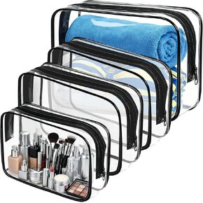 PLULON 2 Pack Travel Toiletry Bag, TSA Approved Toiletry Bag Clear Makeup Cosmetic Bag Quart Size Carry on Travel Accessories Portable Bags for Women Men - Black in Kuwait