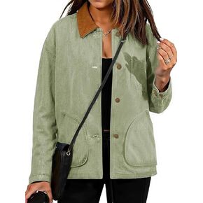 Womens Field Jacket Oversized Lightweight Denim Long Sleeve with Patch Pockets for Spring Fall and Winter in Saudi Arabia