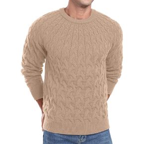 Askdeer Men's Cable Knit Pullover Sweater Long Sleeve Crewneck Sweater Casual Soft Knitted Sweater with Ribbing Edge in Saudi Arabia