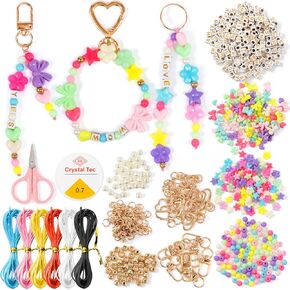 مجموعة صنع سلسلة المفاتيح DIY من WATINC مع أدوات - 778 قطعة لصنع المجوهرات مع السحر، والخرز الأبجدية، وحلقات المفاتيح، ومشابك القلب الذهبية، ومقص لصنع سحر الحقائب، وأساور الصداقة، وهدايا المجوهرات للمراهقين in Kuwait
