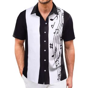 Hawaiian Shirt for Men Sleeves Printed Casual Button Down Summer Beach Dress Shirts in Kuwait