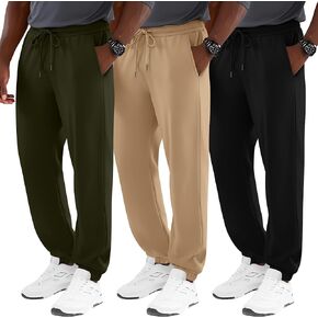 3 Pack Men's Big and Tall Joggers Lounge Sweatpants Athletic Gym Pants with Pockets Workout Drawstring Jogger Pant in Saudi Arabia