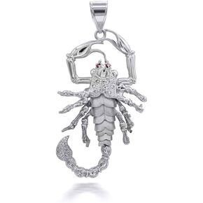 Claddagh Gold Men's .925 Sterling Silver Large Scorpion Symbol of Power CZ Pendant in Saudi Arabia