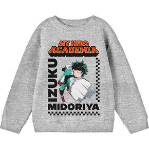 سترة Bioworld My Hero Academia Izuku Midoriya مع شعار العنوان شبابي رمادي منقط برقبة دائرية in Kuwait