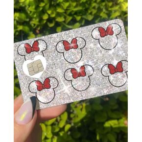 ملصق ExotixCard Ultra Bling Debit - غطاء لامع قابل للإزالة لجلد الائتمان، معلومات خلفية البطاقة ساطعة بشكل خاص، حماية - بدون فقاعات، نحيف، غطاء بطاقة مقاوم للماء بتصميم فضي (ماوس) in Kuwait