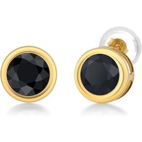 أقراط Gem Stone King من الذهب الأصفر عيار 14 قيراط وعقيق رودوليت أحمر للنساء (1.28 قيراط، حجر بخت شهر يناير، دائري 5 مم) in Saudi Arabia