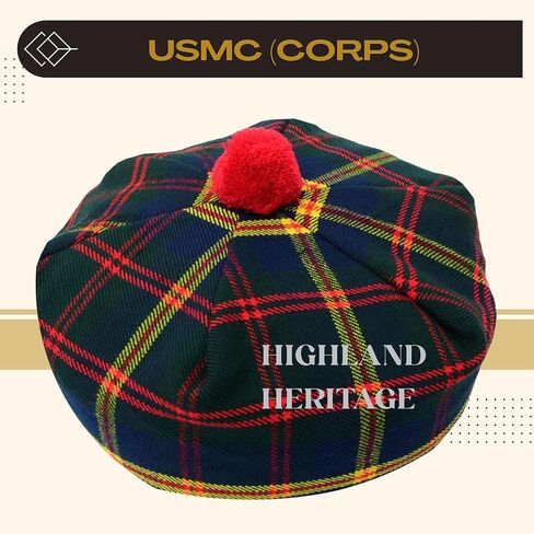 Scottish Tartan Tam O’ Shanter Hat – Unisex Adjustable Acrylic Wool Highland Cap with Pom Kilt Outfit & Casual Wear Bonnet in Saudi Arabia