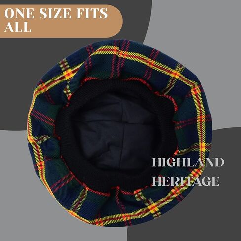 Scottish Tartan Tam O’ Shanter Hat – Unisex Adjustable Acrylic Wool Highland Cap with Pom Kilt Outfit & Casual Wear Bonnet in Saudi Arabia