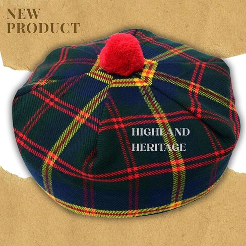 Scottish Tartan Tam O’ Shanter Hat – Unisex Adjustable Acrylic Wool Highland Cap with Pom Kilt Outfit & Casual Wear Bonnet in Saudi Arabia
