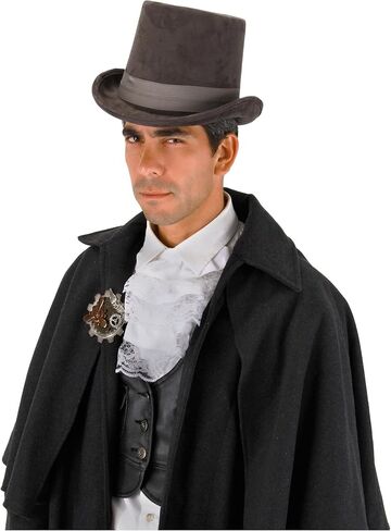 Gray Coachman Costume Hat with Adjustable Fit and Decorative Ribbon in Saudi Arabia