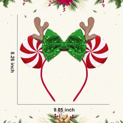 Glitter Mouse Ear Headband, Christmas Candy Hair Accessories For Adults Women, Christmas Holiday Cosplay Costume Party in Saudi Arabia